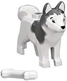 LEGO Animal Minifigure Husky Arctic Sled Dog with Bone Aprox. 1 inch