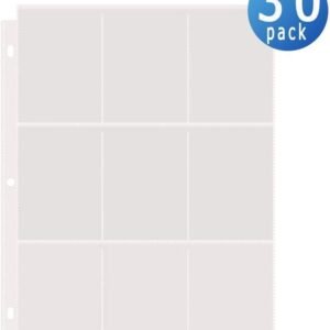 Toupeone 9-Pocket Baseball Card Sleeves for 3 Ring Binder Clear Plastic Trading