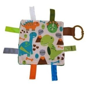 Baby Sensory Crinkle & Teething Square Lovey Toy with Closed Ribbon Tags