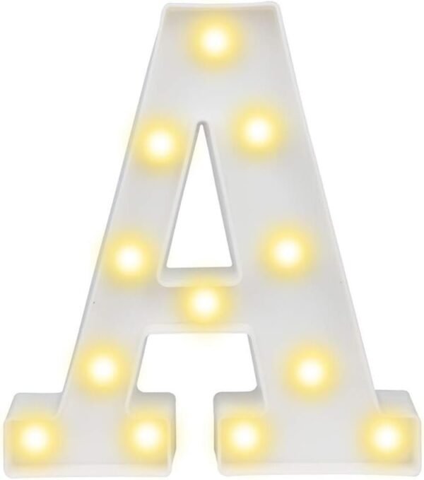 musen-Decorative Led Light Up Number Letters, White Plastic Marquee Number Lights Sign