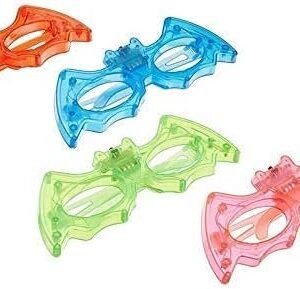 12/pk Bat Shape LED Light Up Sunglasses Unisex Flashing Glasses assorted color