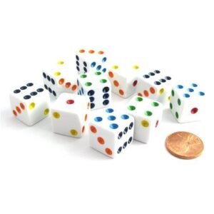 Koplow Games Set of 10 Six Sided D6 16mm Standard Dice White