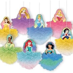 Disney Princess Multicolor Deluxe Fluffy Party Decorations, 8 Ct. Kit