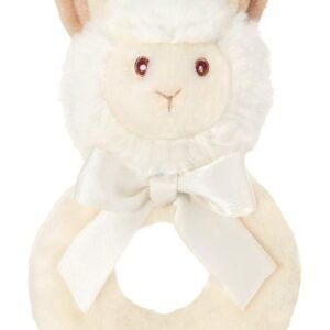 Bearington Baby Lil Alma Plush Stuffed Animal Llama Soft Ring Rattle, 5.5