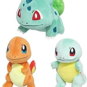 Set of 3 Sanei Pokemon PP17 Bulbasaur, PP18 Charmander, PP19 Squirtle Stuffed
