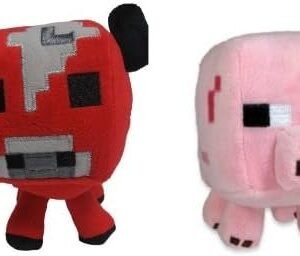 Official Minecraft Overworld 7 Plush Baby Mooshroom COW & Baby PIG Figure