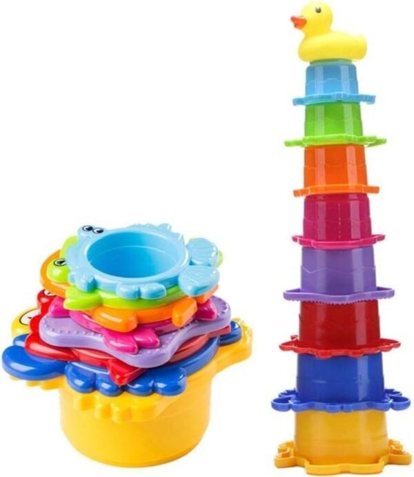 Toddler Bath Stacking Cups Best for Baby and Kids, Rainbow Caterpillar Train