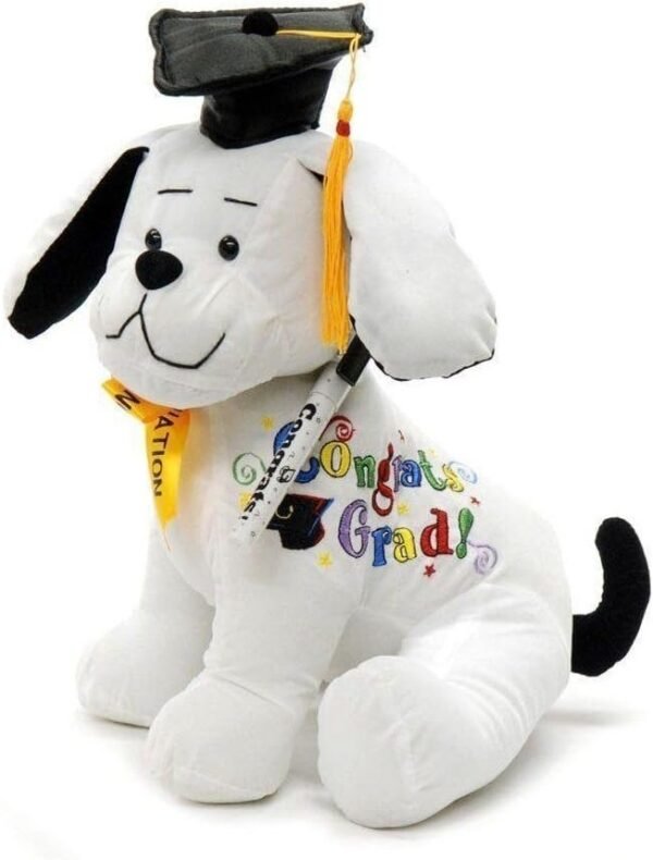 Graduation Autograph Dog With Pen, Black Hat - Congrats Grad - 10.5H-