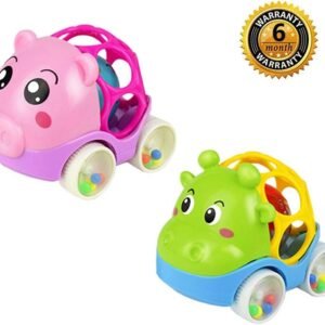 ZHFUYS Rattle & Roll Car,2 Pack Soft Rubber Rattle car 4.5 inch