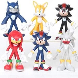 Jubasix 6 PCS Sonic Hedgehog Action Figures The Sonic Action Figures Cake