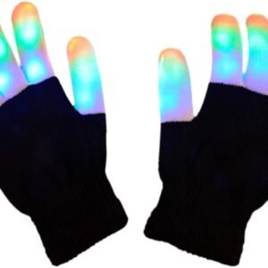 Yullmu LED Gloves, Flashing Led Gloves, 6 Modes 3 Color Finger Light