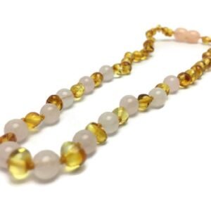 Baltic Amber Necklace Polished 12.5 Authenticy Certificate All Natural 100% Safe Lemon-Pink
