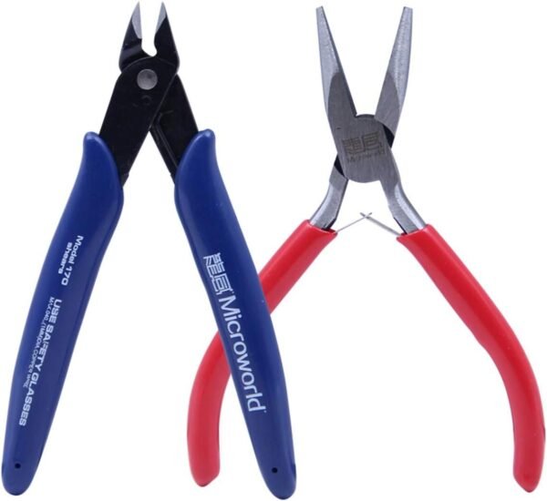 Microworld 2Pcs/Set Mini Flat Nose Plier Nipper Tool for DIY 3D Metal