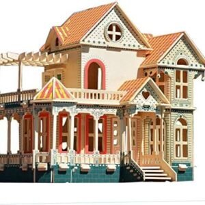 NWFashion Wooden Dream Dollhouse DIY Kits Miniature Doll House Hawaii Villa