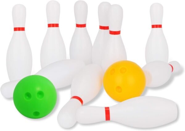 Liberry Kids Bowling Set Includes 10 Classical White Pins and 2 Balls,
