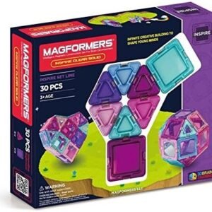 Magformers Inspire Clear 30 Pieces, Pink and Purple, Educational Magnetic Geometric Shapes