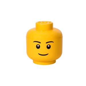 LEGO Storage Head, Large, Boy, 9-1/2 x 9-1/2 x 10-3/4 Inches, Yellow