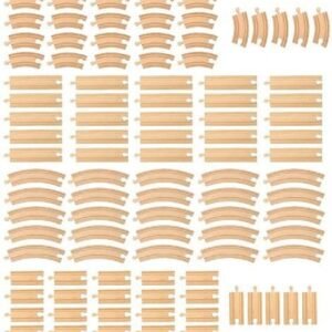 100-piece Bulk Value Wooden Train Track Booster Pack - Compatible with All