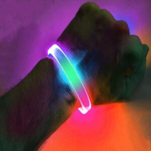 GlowCity LED Light Up Fiber Optic Bracelets Pack of 2 Color Flashing