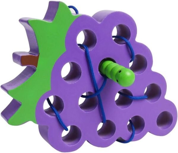 Skrtuan Wooden Lacing Grape Threading Toys Wood Block Puzzle Car Airplane Travel
