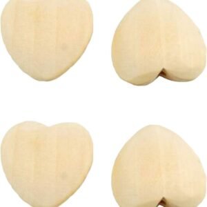 Alenybeby 50pcs Natural Wooden Teether 20mm Unfinished Wood Hearts with Holes Eco-Friendly