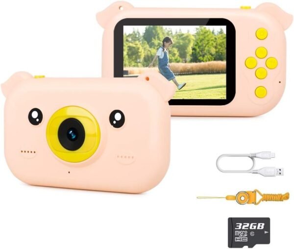 Wakio Kids Digital Camera, Gifts for Girls Age 3-8 Year Old, 12MP