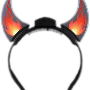 blinkee Animated Light Up Dancing Flames Devil Acrylic Horn Headband