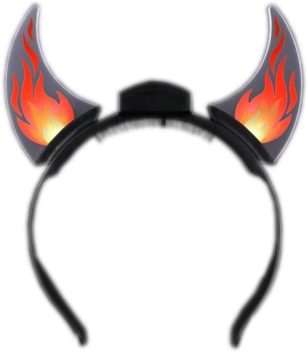 blinkee Animated Light Up Dancing Flames Devil Acrylic Horn Headband