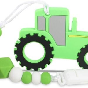 Baby Tractor Car Teething Toys,BPA Free Food Grade Silicone Teether with Pacifier