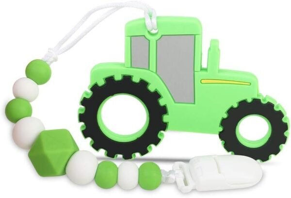 Baby Tractor Car Teething Toys,BPA Free Food Grade Silicone Teether with Pacifier