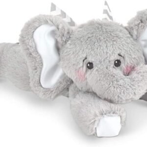 Bearington Baby Spout Plush Stuffed Animal Gray Elephant with Rattle, 8 inches