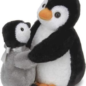 Bearington Wiggles and Wobbles Plush Stuffed Animal Penguin with Baby, 10 inches