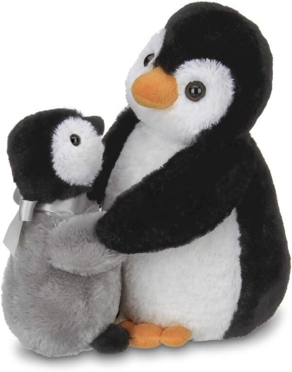 Bearington Wiggles and Wobbles Plush Stuffed Animal Penguin with Baby, 10 inches