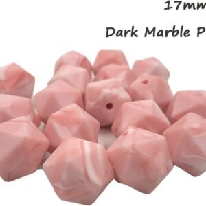 30pcs Silicone Polyhedron Beads BPA Free Hexagon Beads 17mm Food Grade Silicone