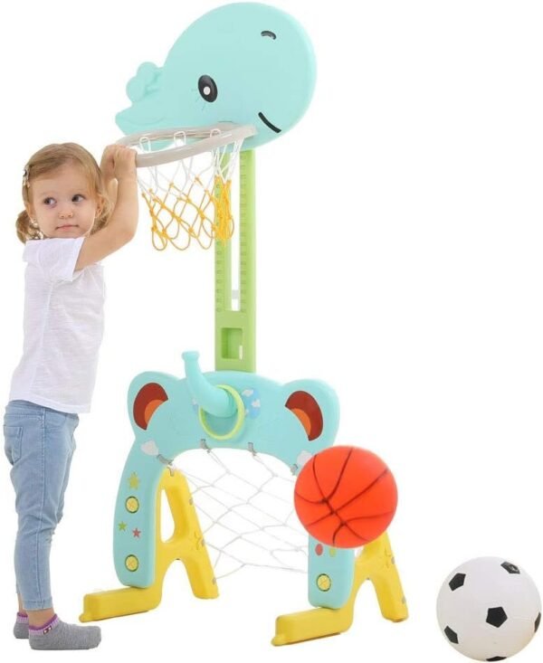 Basketball Hoop Set, 3 in 1 Sports Activity Center Grow-to-Pro Adjustable Easy