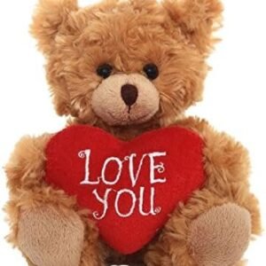 Plushland Stuffed Mocha Heart Bear Love You- Plush Bear Toy for Kids