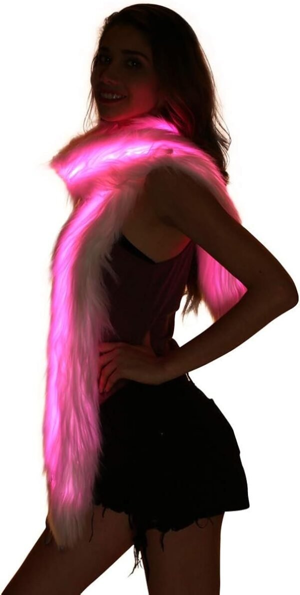 Led Scarf Light Up Fur Boa Glow Up Flashing Fun Novelty Scarves