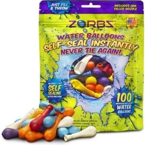 Zorbz Seal-Sealing Water Balloons with Filler Nozzle 100 Count Kit