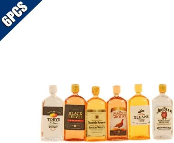 Comidox 6Pcs/Set 112 Dollhouse Miniature Wine Whiskey Bottles Model Shop Pub Bar