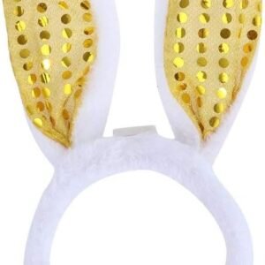 LED Light Up Flashing Sequin Bunny Ears - Various Styles Gold