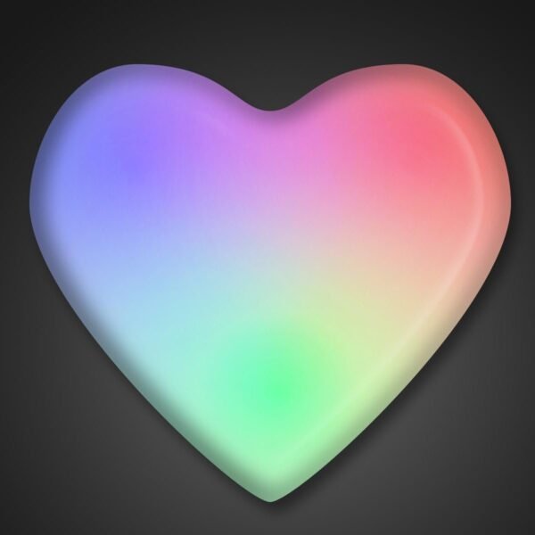 Aurora Color Changing LED Heart Light Up Body Lights Lapel Pins 25-Pack