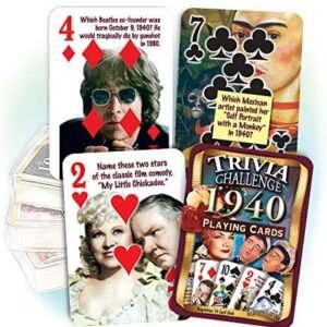 Flickback 1940 Trivia Playing Cards, 80th Birthday Gift Kit Toy