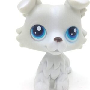 mipsl Action Figures Grey Collie Dog Blue Eyes Kids Toy Gift 363
