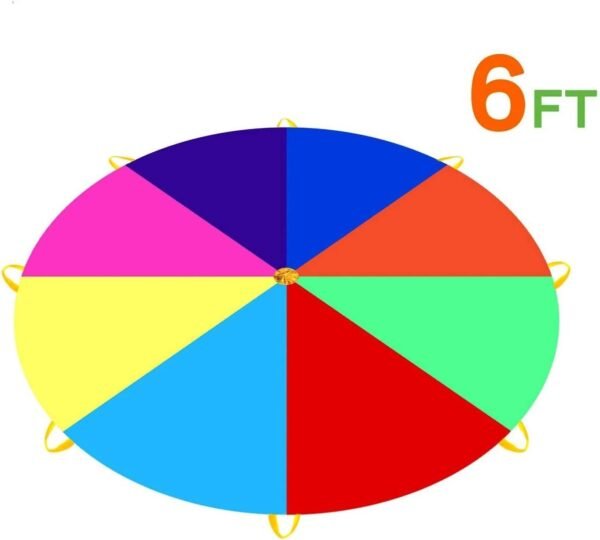 Pantrasamia Kids Play Parachute 6 Foot for Kids with 8 Handles, Multicolored