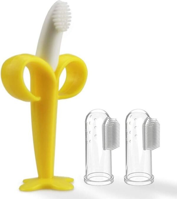 Baby Toothbrush and Teether, 3 in Pack, Silicone Infant Training Finger toothbrushes