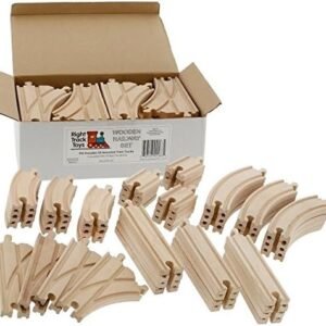 Wooden Train Track 52 Piece Set - 18 Feet Of Track Expansion