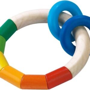 HABA Kringelring Wooden Clutching Toy Rattle with Plastic Rings Made in Germany
