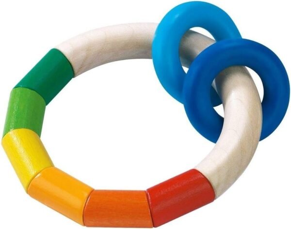 HABA Kringelring Wooden Clutching Toy Rattle with Plastic Rings Made in Germany