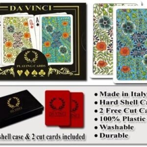 DA VINCI Fiori, Italian 100% Plastic Playing Cards, 2 Deck Set with