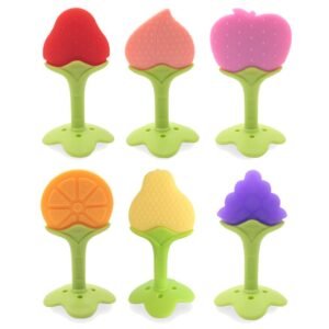 5 PCS Baby Teething Toys , Soft Fruit Teething Toys Set For